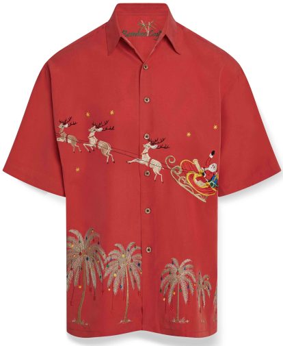 Flying Santa Embroidered Christmas Shirt - M