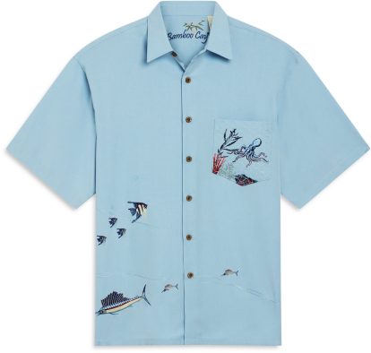 Captured Octopus Embroidered Shirt - S, Chalk Blue
