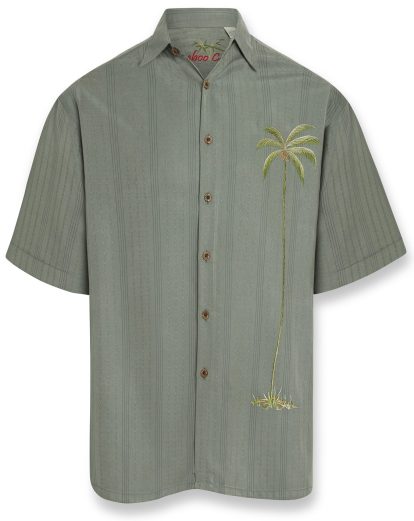 Bamboo Cay Men's short sleeve tropical style embroidered tropical camp shirt tomato
