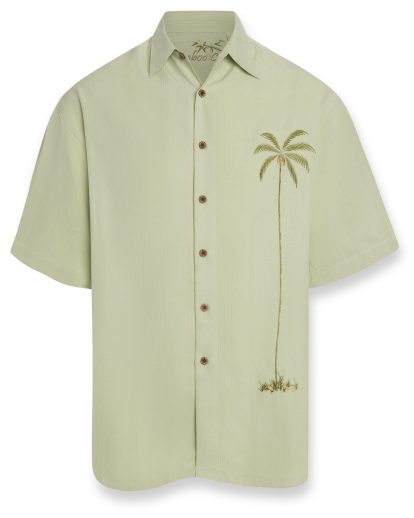 Bamboo Cay Men's short sleeve tropical style embroidered tropical camp shirt navy