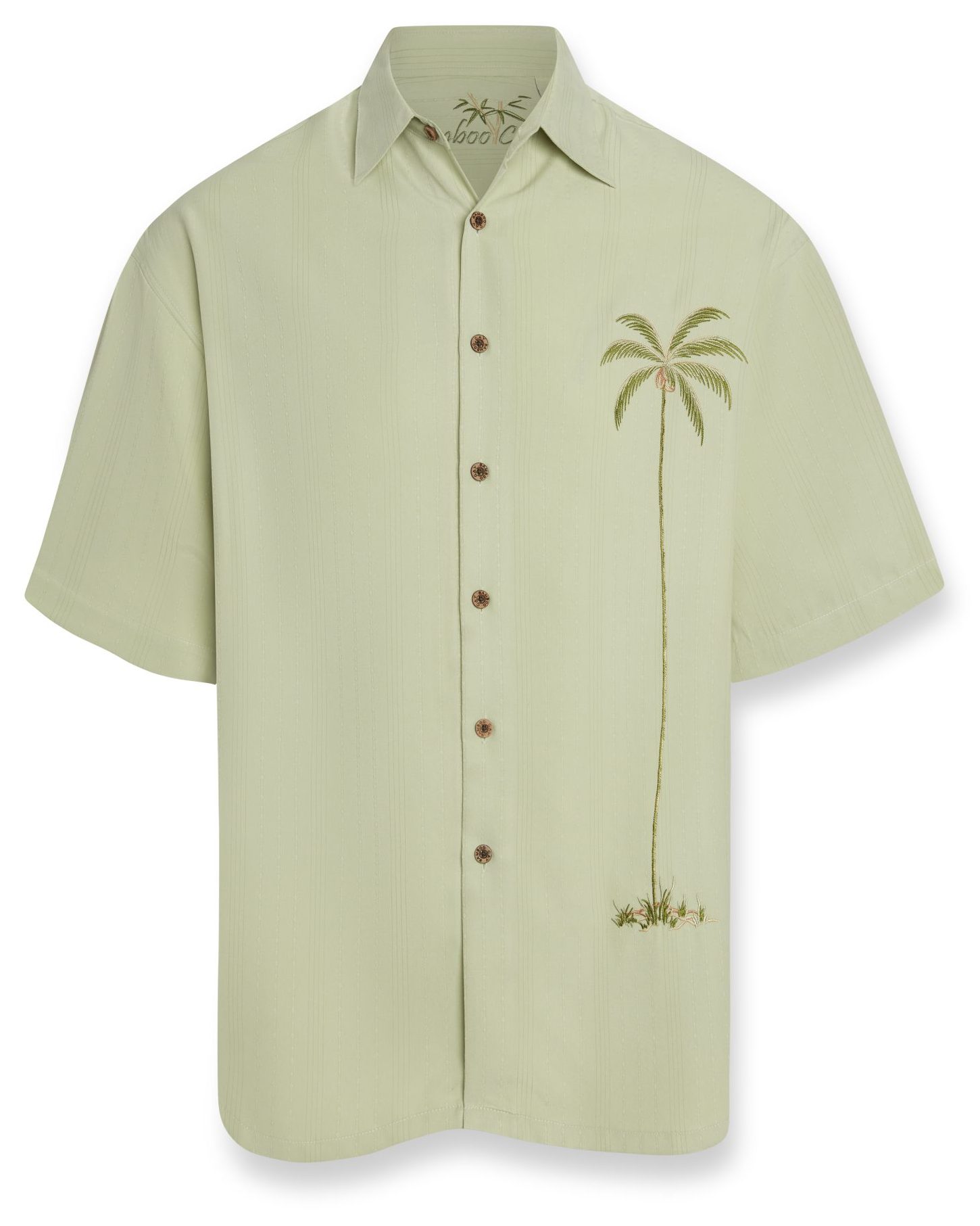 Bamboo Cay Men's short sleeve tropical style embroidered tropical camp shirt navy