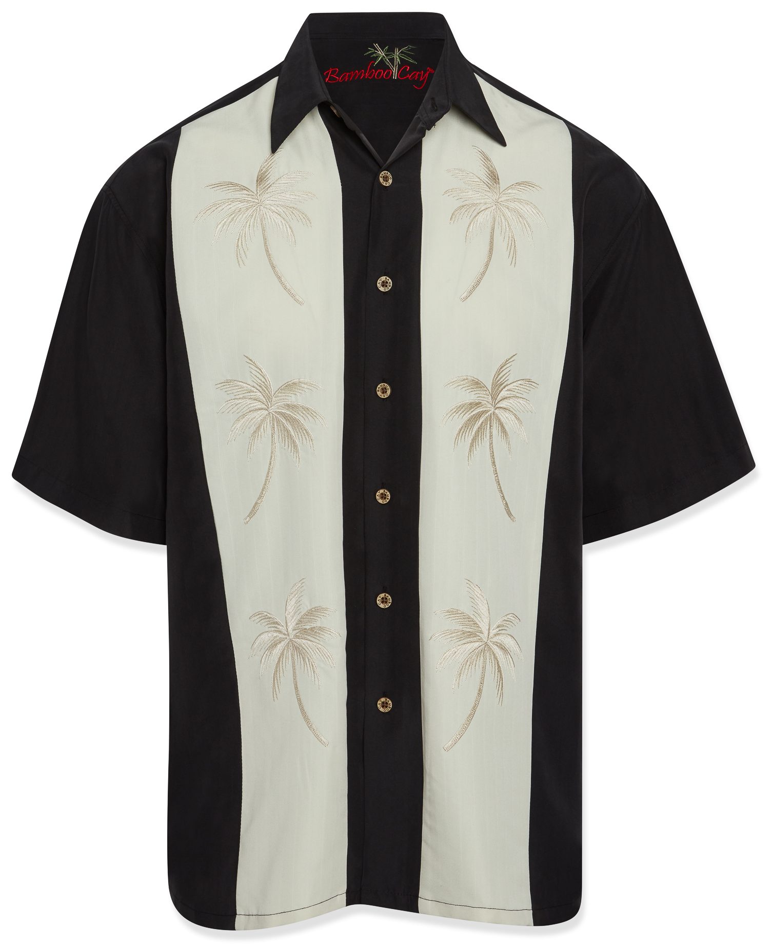 bamboo cay panelled pacific palms bowling shirt