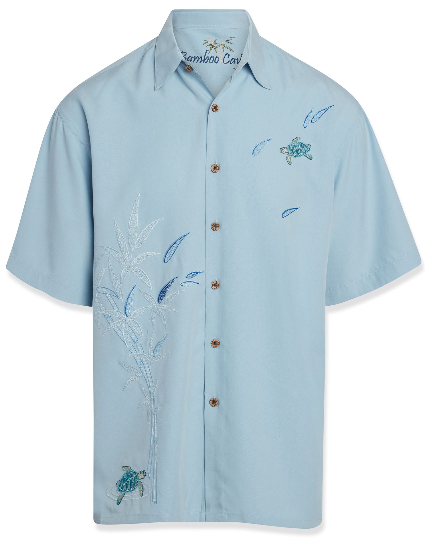 bamboo cay mens flying turtles embroidered short sleeve beach shirt