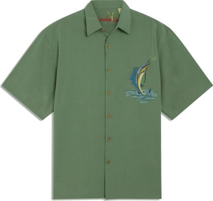 Hooked On Palm Embroidered Shirt - XL, Ocean