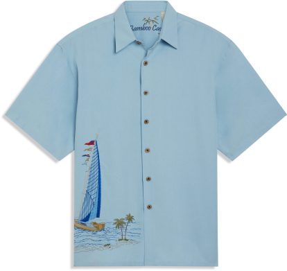 Sailing the Good Life Embroidered Shirt - S, Chalk Blue