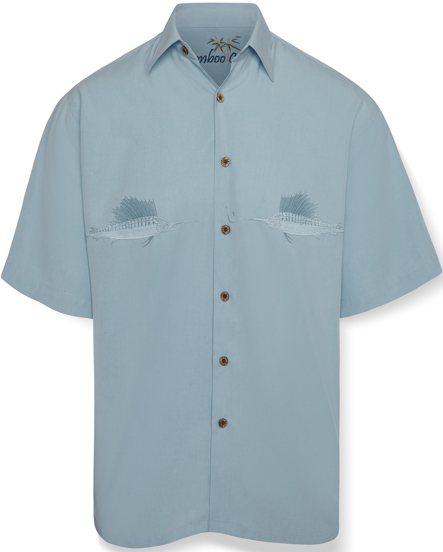 Bamboo Cay Sailfish Meeting Embroidered Shirt Chalk Blue