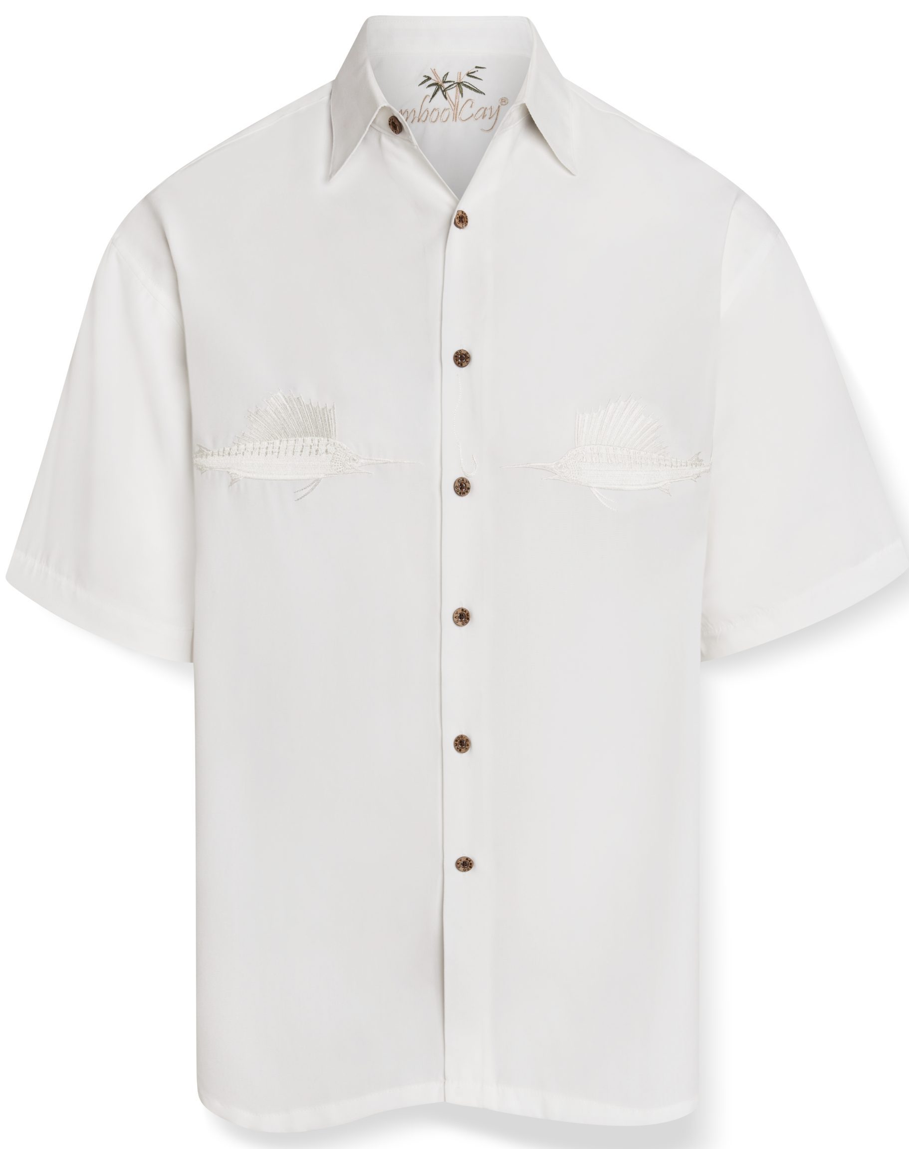 Bamboo Cay Sailfish Meeting Embroidered Shirt Off White