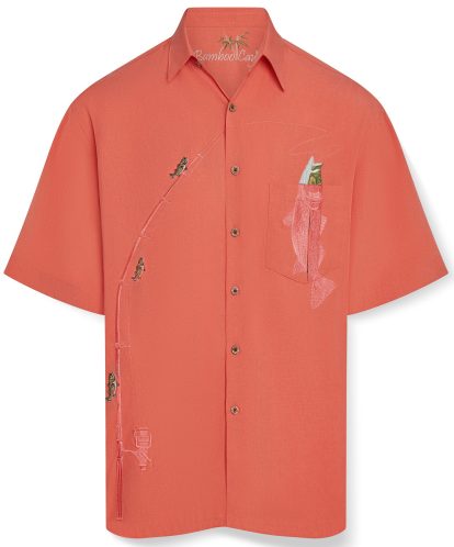 Shake the Bass Embroidered Shirt - Salmon, M