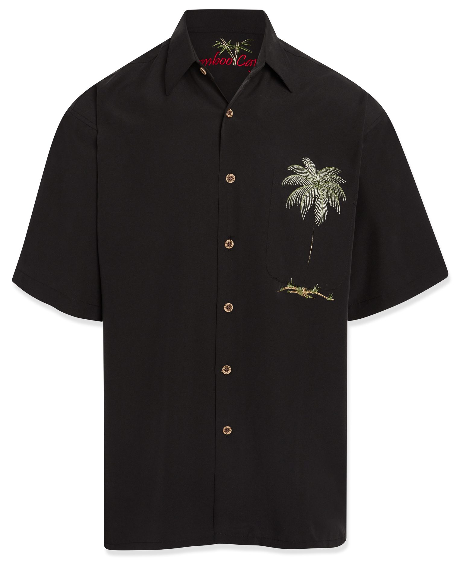 Bamboo cay short sleeve palm tree mens pocket shirt