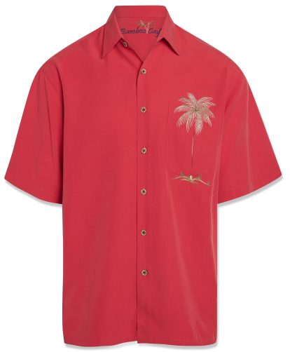 Bamboo cay short sleeve palm tree mens pocket shirt