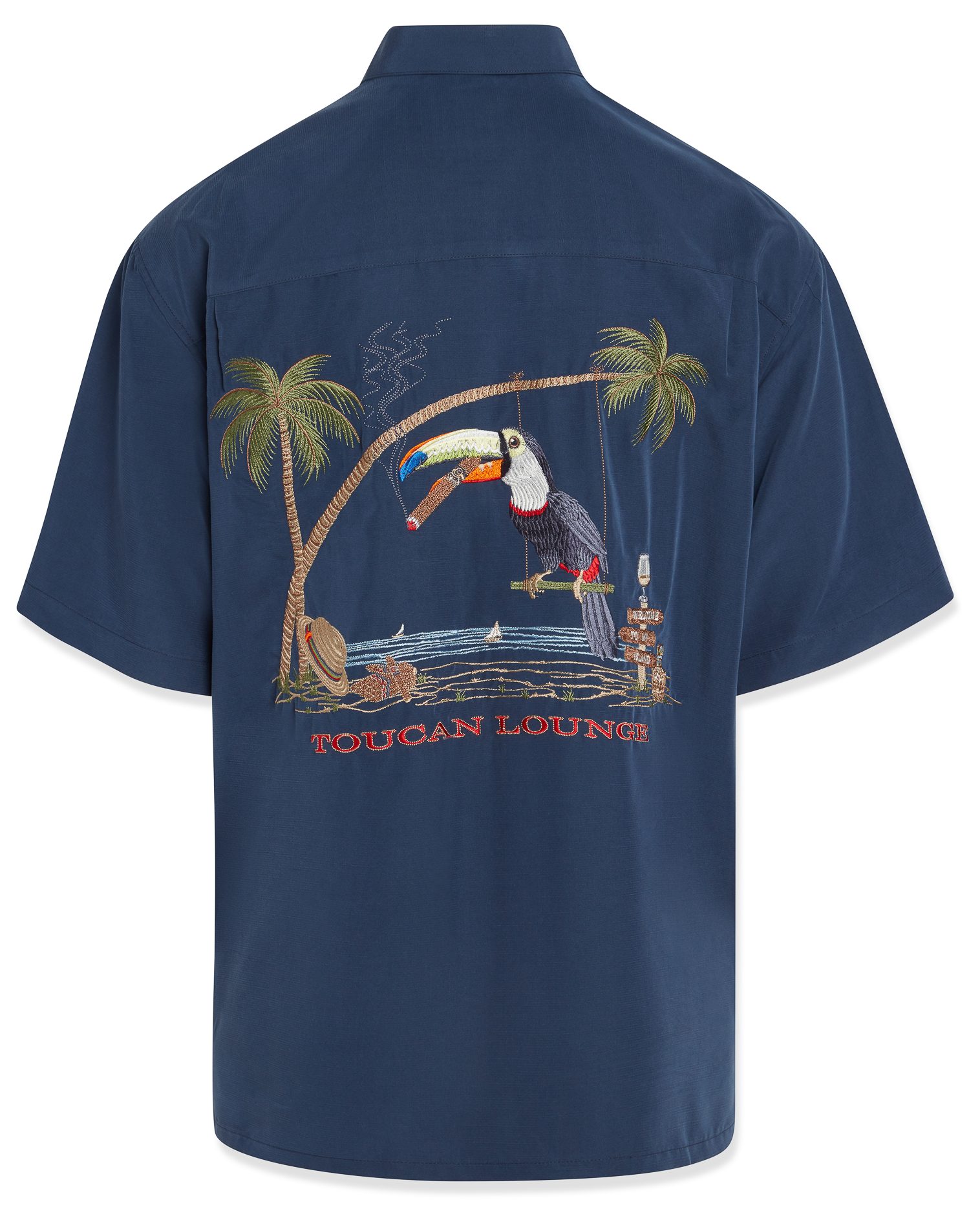 bamboo cay toucan lounge embroidered short sleeve shirt